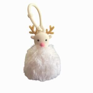 Wondershop Target‎ Fuzzy White Reindeer Christmas Hand Sanitizer Holder Keychain